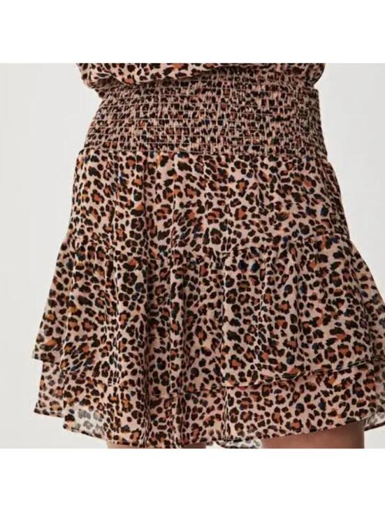 REVOLVE Dresses & Skirts - REVOLVE Krisa Leopard Print Mini Skater Skirt with Smocked Tiered Size XS New